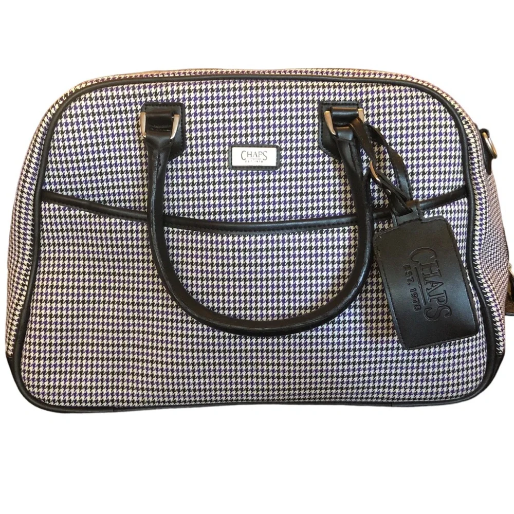 Chaps Black and Purple Overnight Travel Bag - Picture 1 of 9